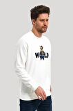 Bisiklet Yaka Ekru Slim Fit Sweatshirt 23FWM60154