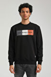 Bisiklet Yaka Siyah Slim Fit Sweatshirt 23FWM60155