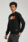 Bisiklet Yaka Siyah Slim Fit Sweatshirt 23FWM60155