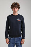 Bisiklet Yaka Lacivert Slim Fit Sweatshirt 23FWM60158