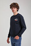 Bisiklet Yaka Lacivert Slim Fit Sweatshirt 23FWM60158