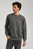 Bisiklet Yaka Haki Slim Fit Sweatshirt 23FWM60158