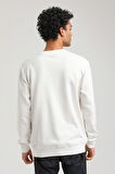 Bisiklet Yaka Ekru Slim Fit Sweatshirt 23FWM60159