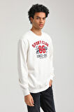 Bisiklet Yaka Ekru Slim Fit Sweatshirt 23FWM60159