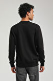 Bisiklet Yaka Siyah Slim Fit Sweatshirt 23FWM60155