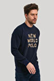Bisiklet Yaka Lacivert Slim Fit Sweatshirt 23FWM60161