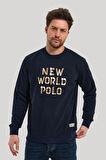Bisiklet Yaka Lacivert Slim Fit Sweatshirt 23FWM60161