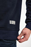 Bisiklet Yaka Lacivert Slim Fit Sweatshirt 23FWM60161