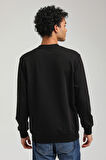 Bisiklet Yaka Siyah Slim Fit Sweatshirt 23FWM60161