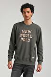 Bisiklet Yaka Haki Slim Fit Sweatshirt 23FWM60161