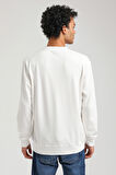 Bisiklet Yaka Ekru Slim Fit Sweatshirt 23FWM60161