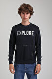 Bisiklet Yaka Lacivert Slim Fit Sweatshirt 23FWM60165