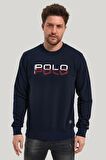 Bisiklet Yaka Lacivert Slim Fit Sweatshirt 23FWM60166