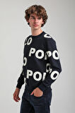 Bisiklet Yaka Lacivert Slim Fit Sweatshirt 23FWM60169