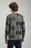 Bisiklet Yaka Haki Slim Fit Sweatshirt 23FWM60169