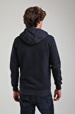Kapüşonlu Lacivert Slim Fit Full-Zip Sweatshirt 23FWM64067