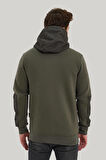 Kapüşonlu Haki Slim Fit Full-Zip Sweatshirt 23FWM64067
