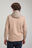 Kapüşonlu Bej Slim Fit Full-Zip Sweatshirt 23FWM64067