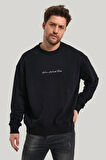 Bisiklet Yaka Siyah Slim Fit Sweatshirt 23FWM60168