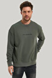 Bisiklet Yaka Haki Slim Fit Sweatshirt 23FWM60168