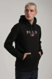 Kapüşonlu Siyah Slim Fit Full-Zip Sweatshirt 24FWM64073