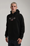 Kapüşonlu Siyah Slim Fit Full-Zip Sweatshirt 24FWM64073