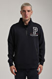 Dik Yaka Lacivert Slim Fit Full-Zip Sweatshirt 24FWM64075
