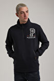 Dik Yaka Lacivert Slim Fit Full-Zip Sweatshirt 24FWM64075