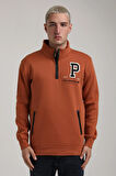 Dik Yaka Kiremit Slim Fit Full-Zip Sweatshirt 24FWM64075
