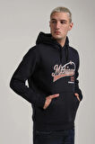 Kapüşonlu Lacivert Slim Fit Full-Zip Sweatshirt 24FWM64079