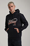 Kapüşonlu Lacivert Slim Fit Full-Zip Sweatshirt 24FWM64079