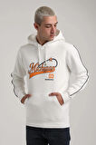Kapüşonlu Ekru Slim Fit Full-Zip Sweatshirt 24FWM64079
