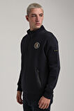 Dik Yaka Lacivert Slim Fit Full-Zip Sweatshirt 24FWM64083