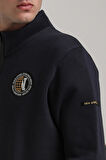 Dik Yaka Lacivert Slim Fit Full-Zip Sweatshirt 24FWM64083