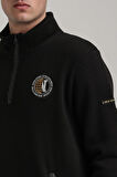 Dik Yaka Siyah Slim Fit Full-Zip Sweatshirt 24FWM64083