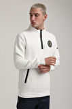 Dik Yaka Ekru Slim Fit Full-Zip Sweatshirt 24FWM64083