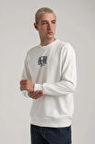 Bisiklet Yaka Ekru Slim Fit Sweatshirt 24FWM60173