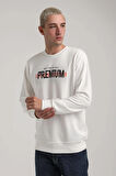 Bisiklet Yaka Ekru Slim Fit Sweatshirt 24FWM60174
