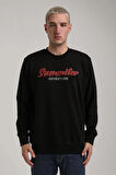 Bisiklet Yaka Siyah Slim Fit Sweatshirt 24FWM60177