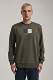 Bisiklet Yaka Haki Slim Fit Sweatshirt 24FWM60182