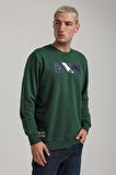 Bisiklet Yaka Yeşil Slim Fit Sweatshirt 24FWM60184
