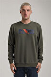 Bisiklet Yaka Haki Slim Fit Sweatshirt 24FWM60184