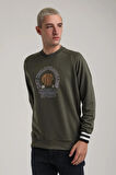 Bisiklet Yaka Haki Slim Fit Sweatshirt 24FWM60187
