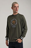 Bisiklet Yaka Haki Slim Fit Sweatshirt 24FWM60187