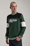 Bisiklet Yaka Yeşil Slim Fit Sweatshirt 24FWM60192