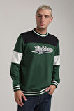 Bisiklet Yaka Yeşil Slim Fit Sweatshirt 24FWM60192