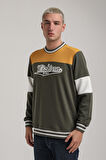 Bisiklet Yaka Haki Slim Fit Sweatshirt 24FWM60192