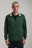 Dik Yaka Yeşil Slim Fit Sweatshirt 24FWM60196