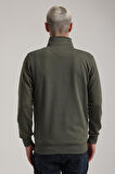 Dik Yaka Haki Slim Fit Sweatshirt 24FWM60196