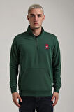 Dik Yaka Yeşil Slim Fit Sweatshirt 24FWM60198